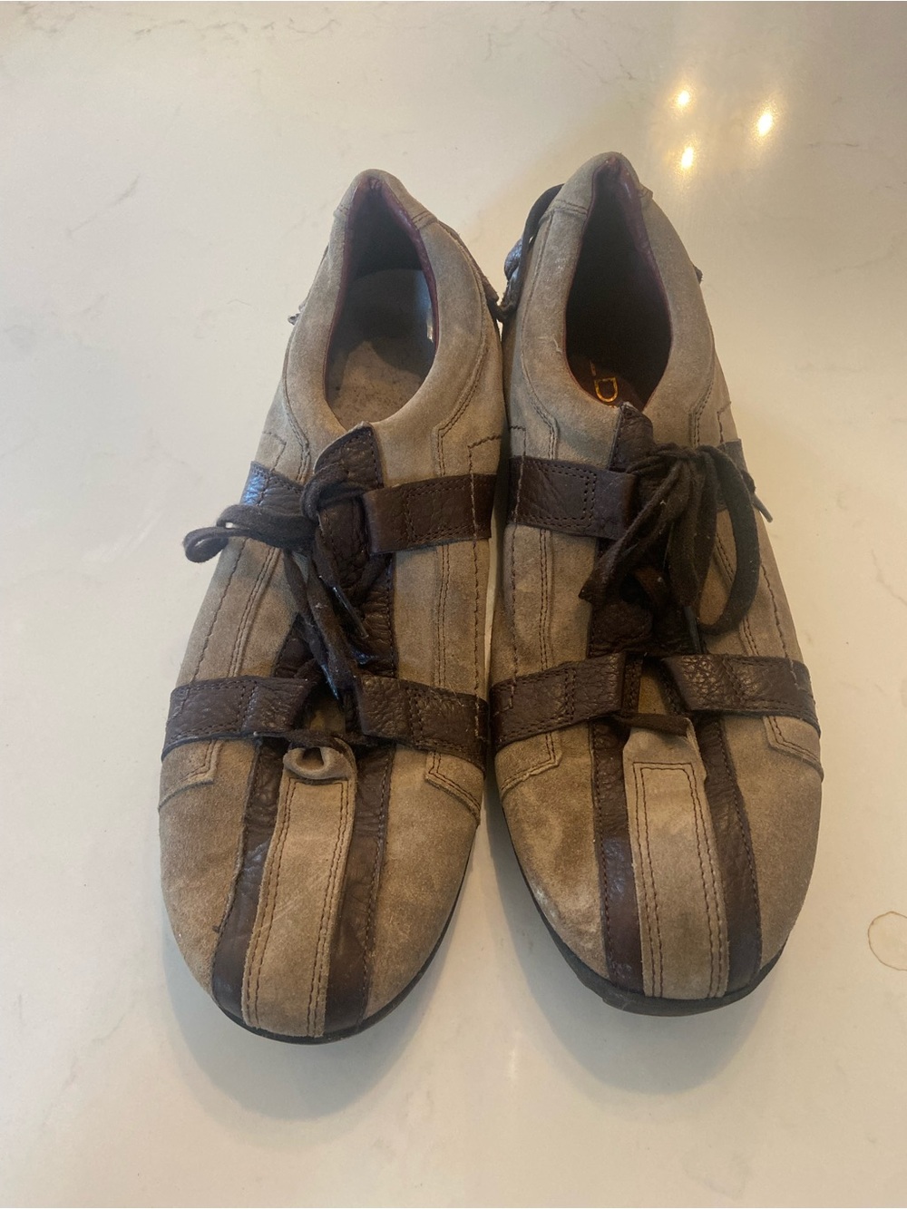 Men's Aldo Y2K suede Leather Lace-Up Shoes in Taupe and Dark Brown